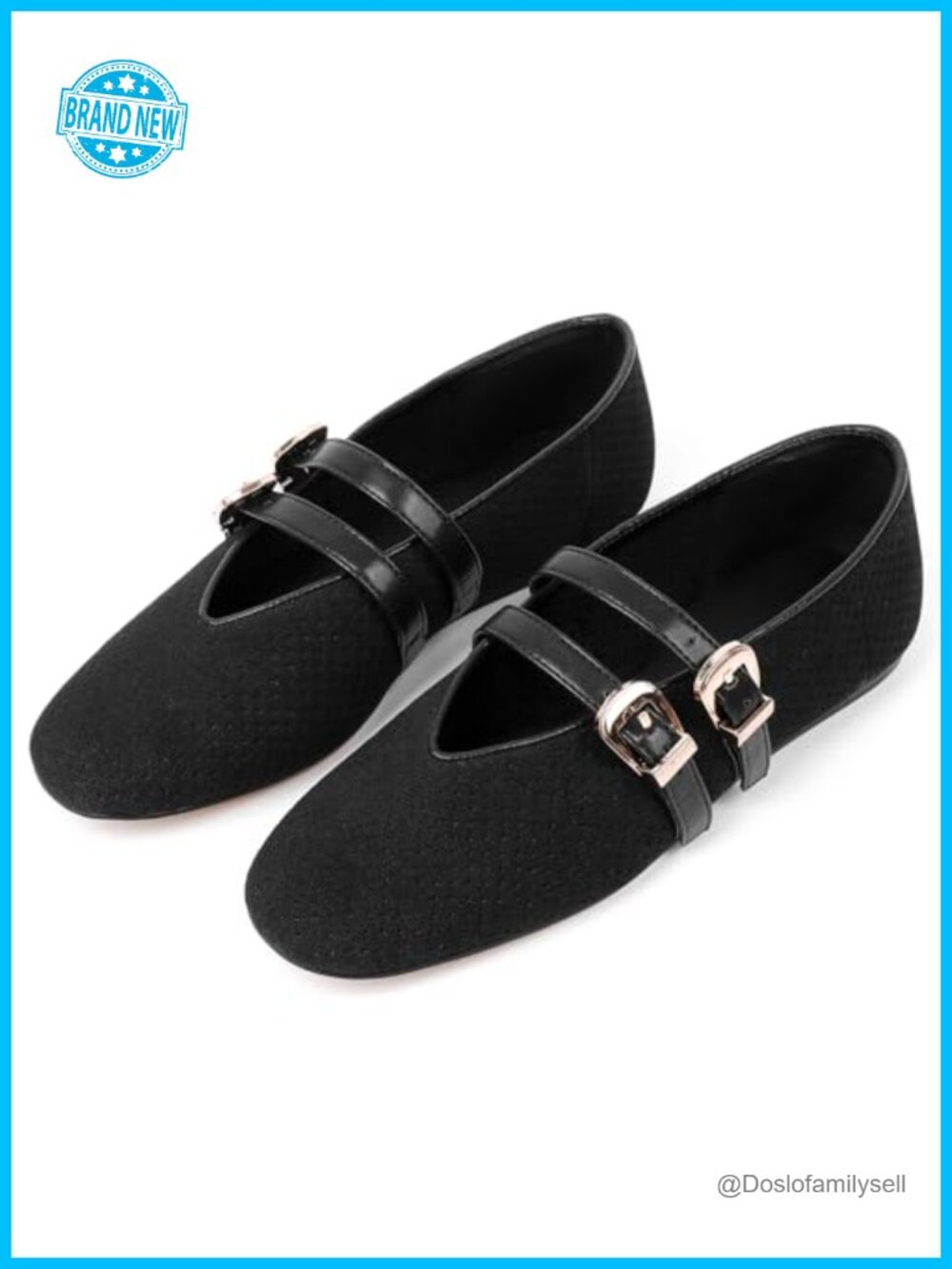 Women's Mesh Ballet Flats with Adjustable Double Buckle Strap Slip On Dress